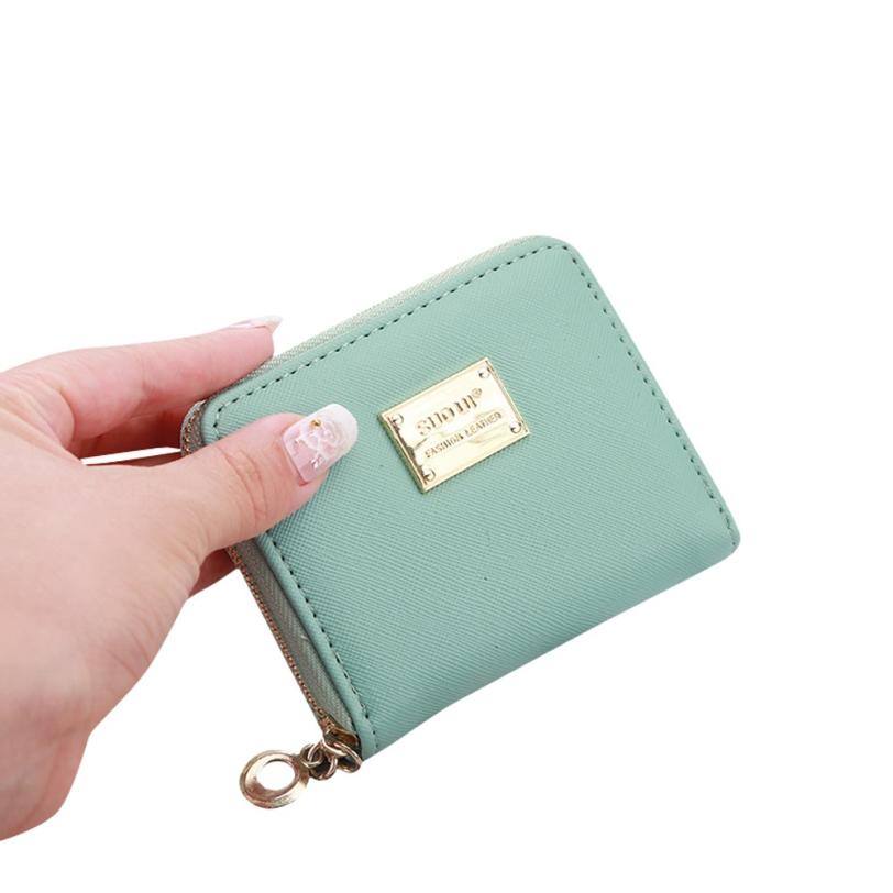 Transer damer kort sort berømte kvinder læder lille tegnebog kortholder lynlås mønt pung kobling solid  z21 25: Myntegrøn