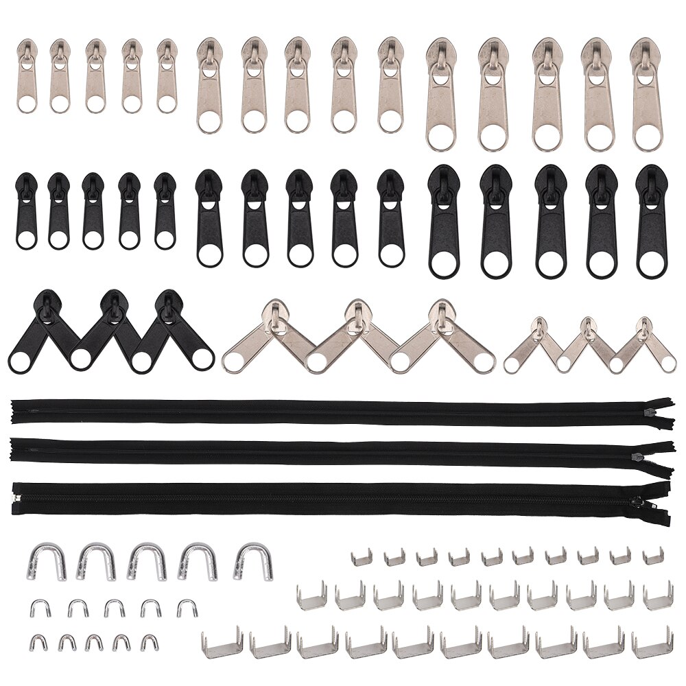 Zipper Repair Kit Replacement Metal Handle Zipper Extender Tab Fixer Zipper Sliders for Luggage Cloths Jacket Installation Tools: Style B