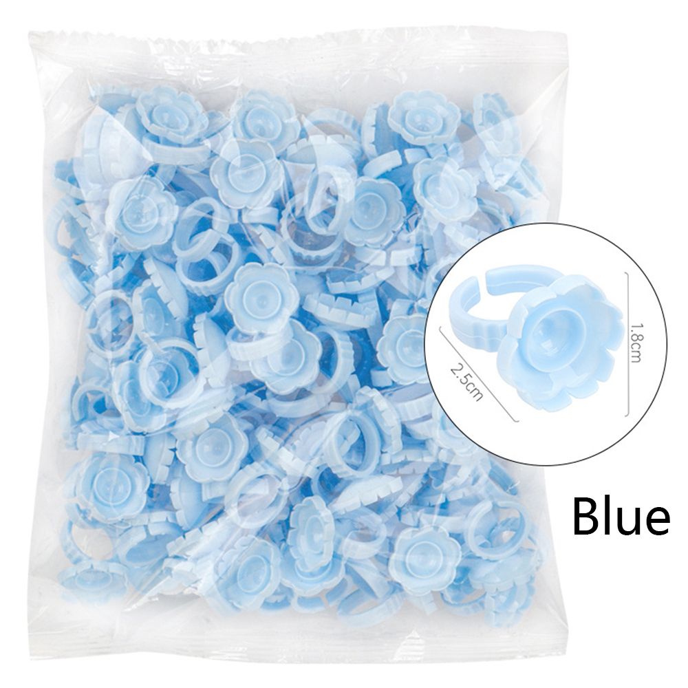 100 Stuks Wegwerp V Vorm Lijm Ringen Wimpers Extension Vinger Houder Makkelijk Te Maken Volume Fans Nail Art Adhesibve Houder: Blue-A