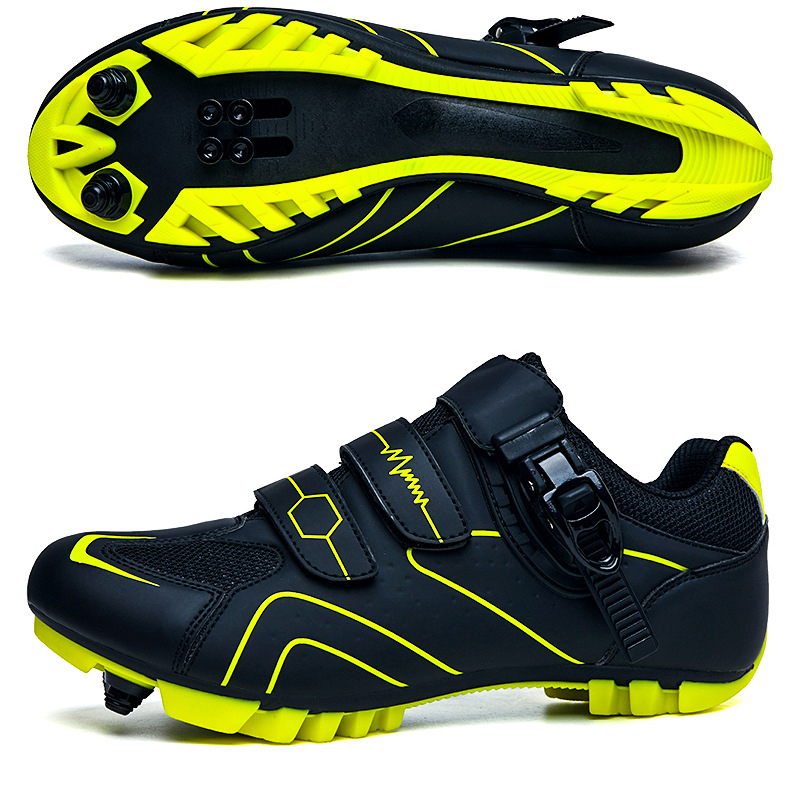 Mountain Bike Shoes Mens Cycling Shoes MTB Shoes Quick Ratchet Buckle Compatible with SPD System Pedal for Indoor and Outdoor Mo: Yellow / 37