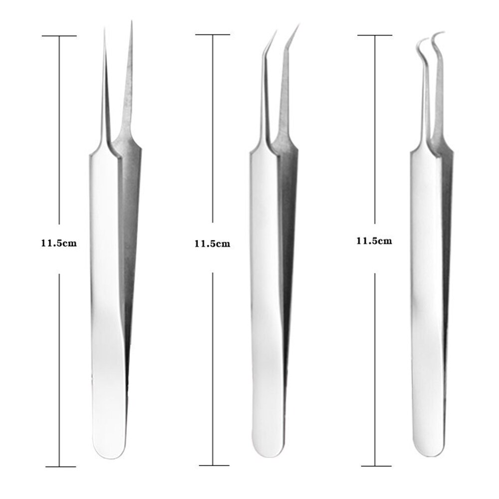 1 pièces pince à épiler professionnelle 3 modèles pour Nail Art/soins du visage/Extension de cils point noir acné défaut bouton supprimer les outils