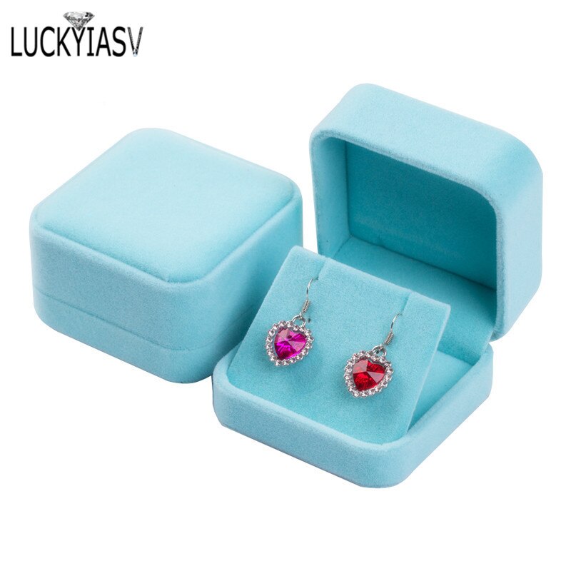 Flip Cover Sieraden Opbergdozen Oorbellen Hanger Sieraden Doos Fluwelen Case Oorbellen Plastic Display Box 7*7*4cm