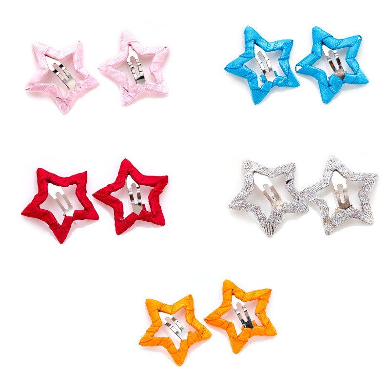 2/10 pçs estrela bebê hairpin gorgorão mini estrela grampo de cabelo meninas doce pano barrettes bonito headwear criança acessórios ferramentas estilo: 10pcs as picture