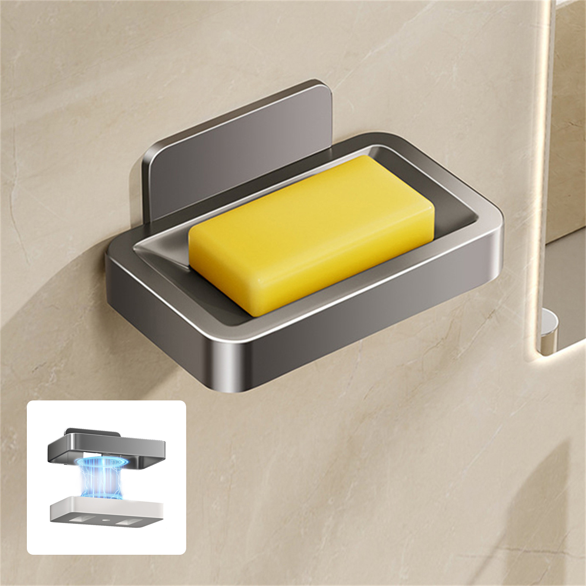 Métal Fer Porte-savon Sans perçage Porte-savon de salle de bain Avec eau de vidange Mur Porte-savon Organisateur Accessoires de salle de bain