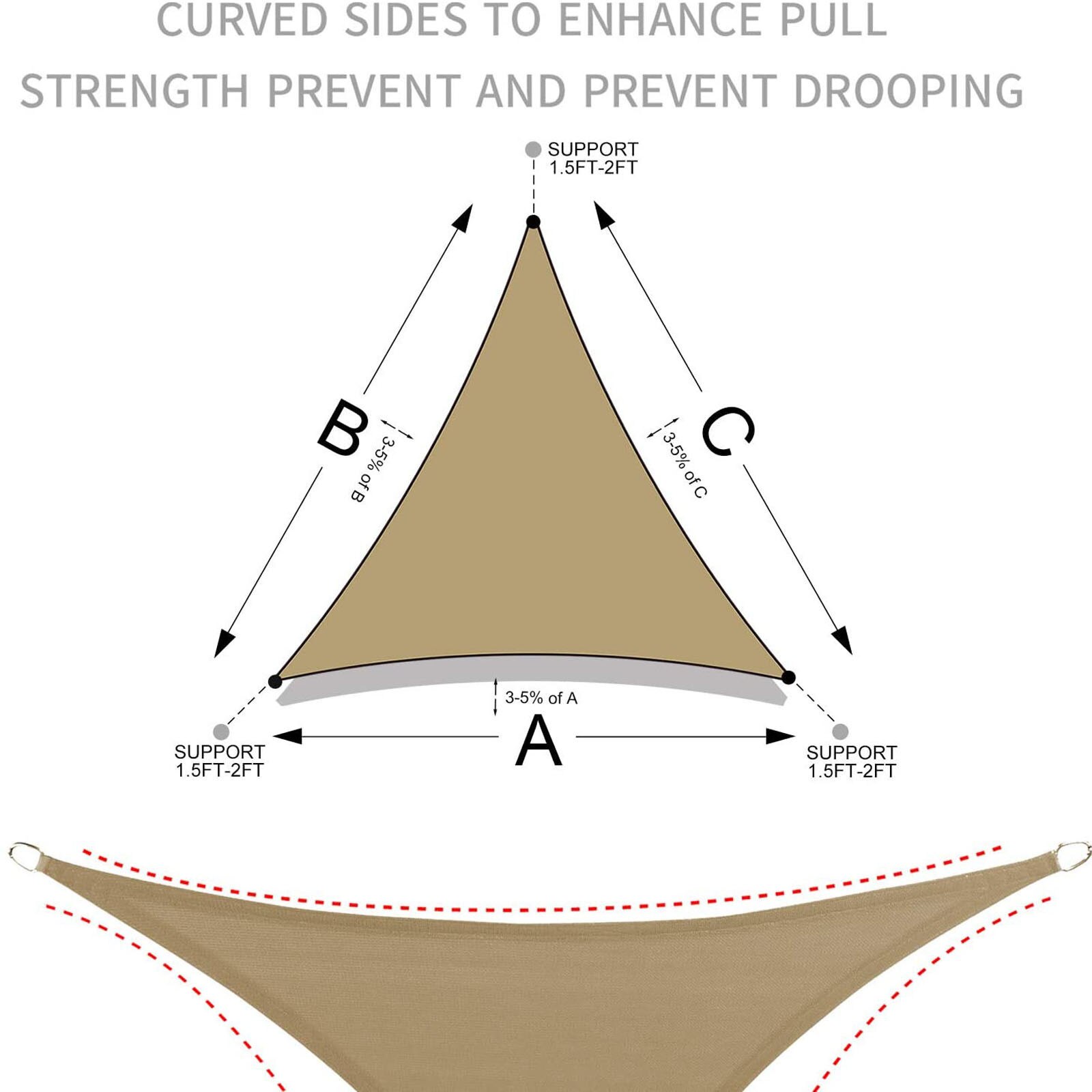 40# Sun Shade Sail Canopy For 98%uv Block Sun Shelter Outdoor Facility&activities Backyard Awning Outdoor Patio Garden Backyard
