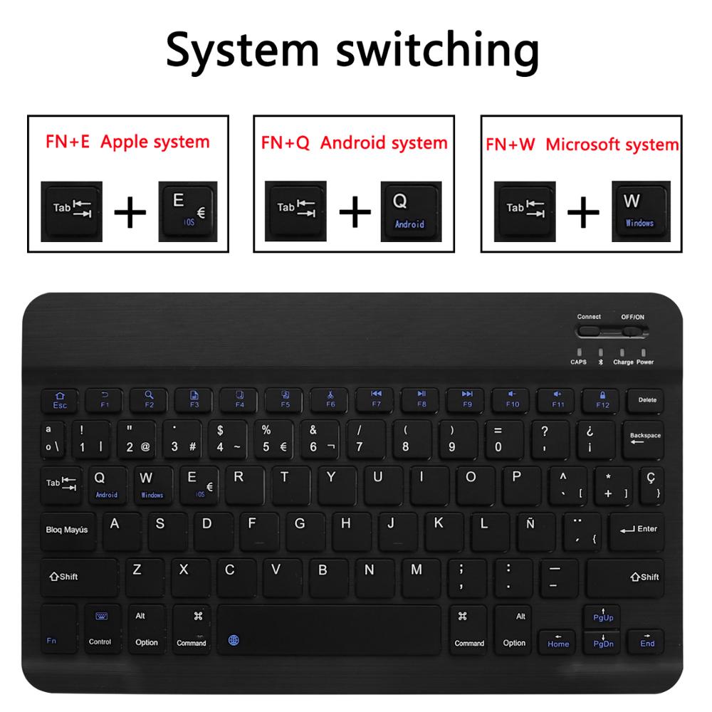 Ultra Slim Draadloze Bluetooth Spaans Toetsenbord Voor Ios Android Tablet Toetsenbord Pc Windows Voor Ipad Bluetooth Spaanse Teclado