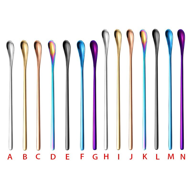 Stainless Steel Long Handled Coffee Spoon Ice Cream Dessert Tea Stirring Spoon For Picnic Kitchen Accessories Bar Tools