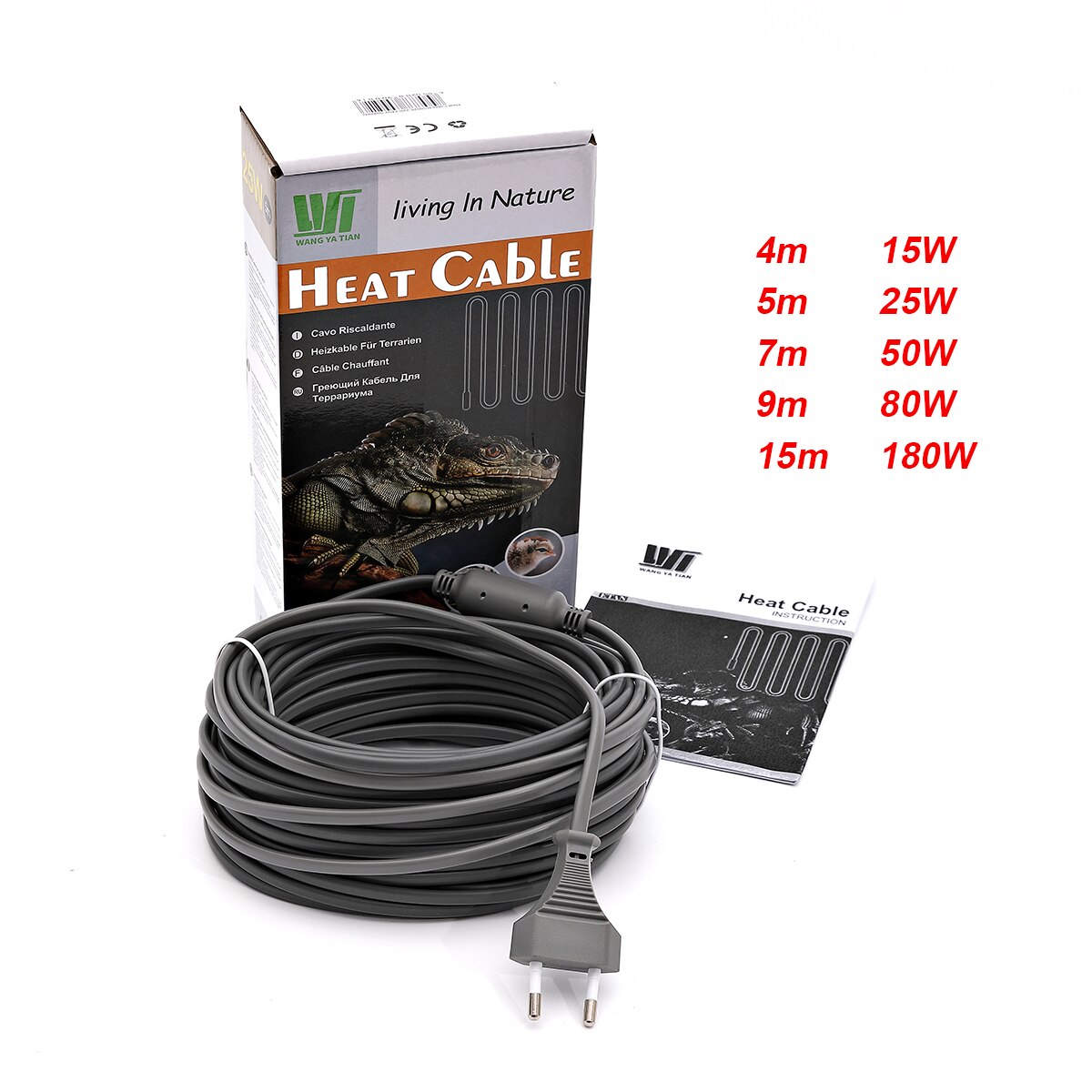 Infrared heating cable 1.7m power cord pet reptile breeding body warming line