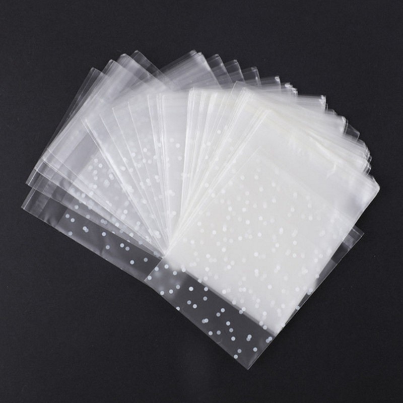 Bolsas transparentes de celofán para galletas, 100 Uds., bolsas de de Navidad, dulces con autoadhesivo de sello DIY para de boda