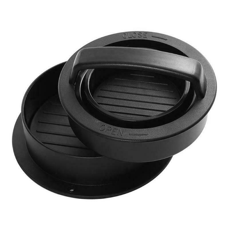 B -1 set hamburgermaskin hamburgerpress rund form non-stick kockkoteletter kött nötkött grill hamburgerpress biffmaskin formverktyg: Svart