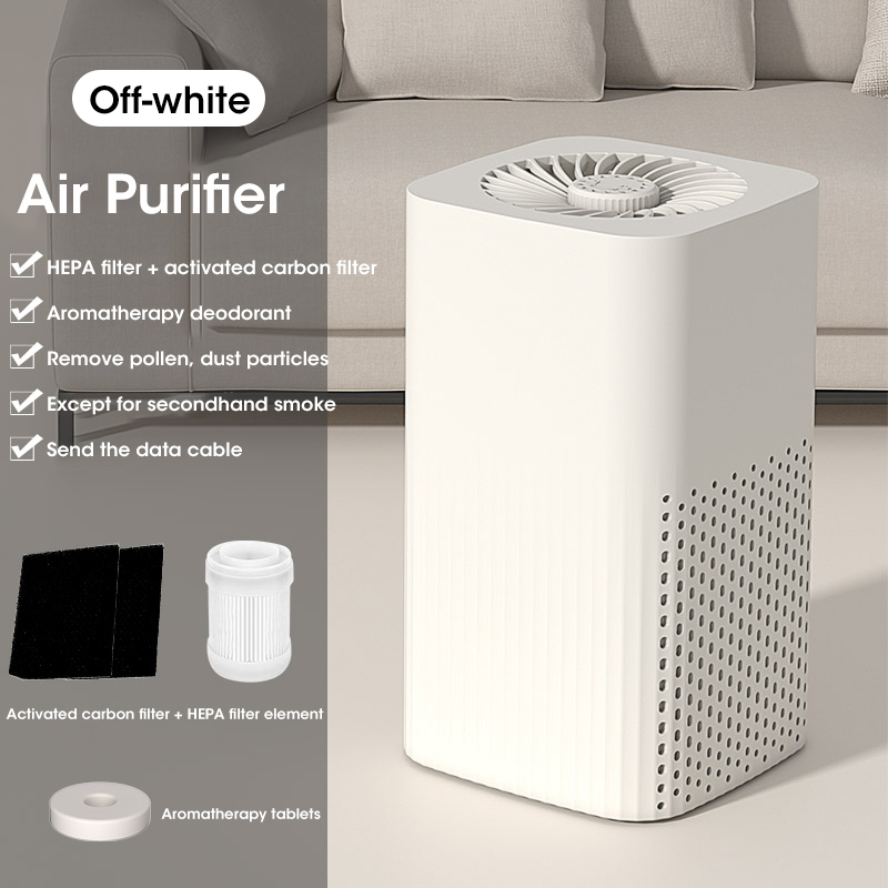 Portable Desktop Air Purifier With HEPA Filter Mini Air Purifier Household Air Cleaner Odor Remover Air Freshener For Home: WHITE