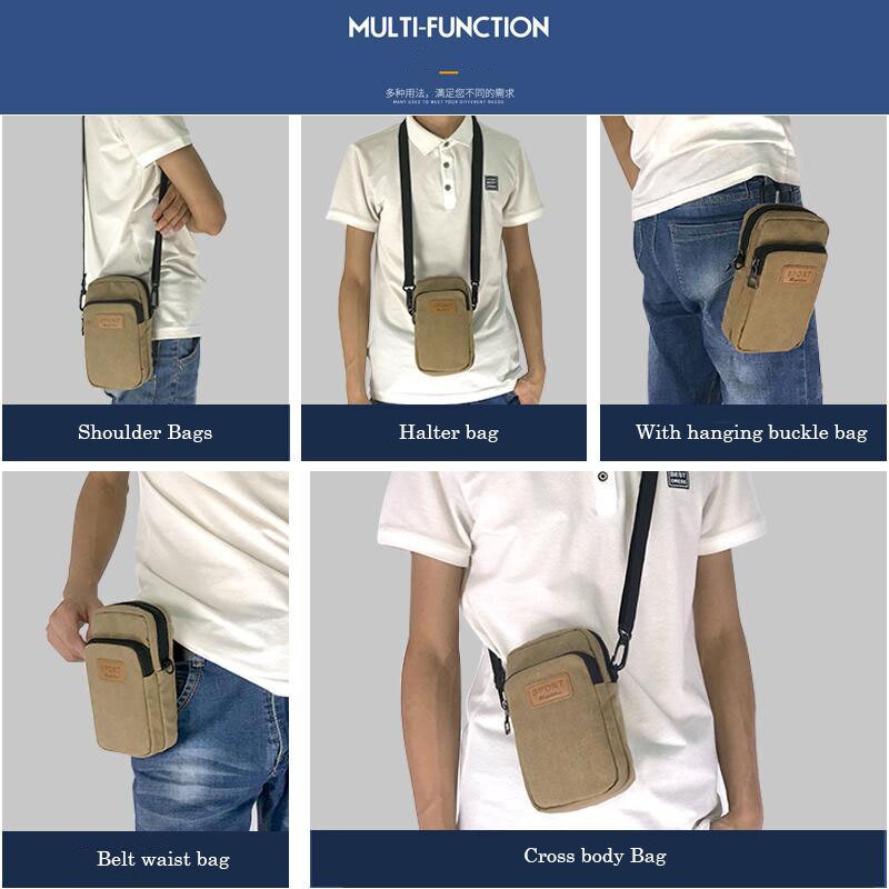 Universale 6.5 ''Impermeabile Multifunzionale della tela di canapa sacchetto del telefono del Sacchetto di Spalla Della Borsa Casual Crossbody bag Borse Messenger per Gli Uomini Uomo