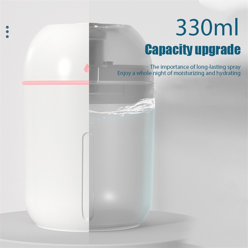 330ML Mini Portable Ultrasonic Air Humidifier Aroma Essential Oil Diffuser USB Mist Maker Aromatherapy Humidifiers for Home