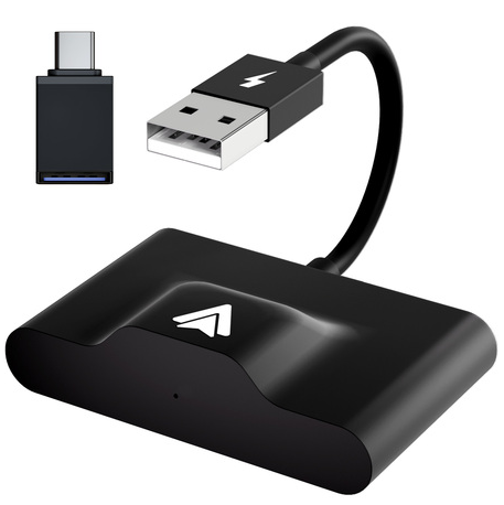 Bezprzewodowy adapter Android Auto i Apple CarPlay 2 w 1, bezprzewodowy adapter 5,8 GHz do fabrycznie przewodowych samochodów CarPlay: Różowy