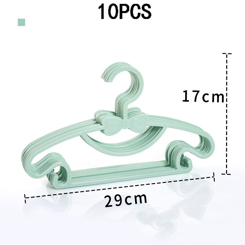 10pcs Kids Clothes Hanger Racks Portable Plastic Display Hangers Windproof Children Coats Hanger Baby Clothing Organizer: green
