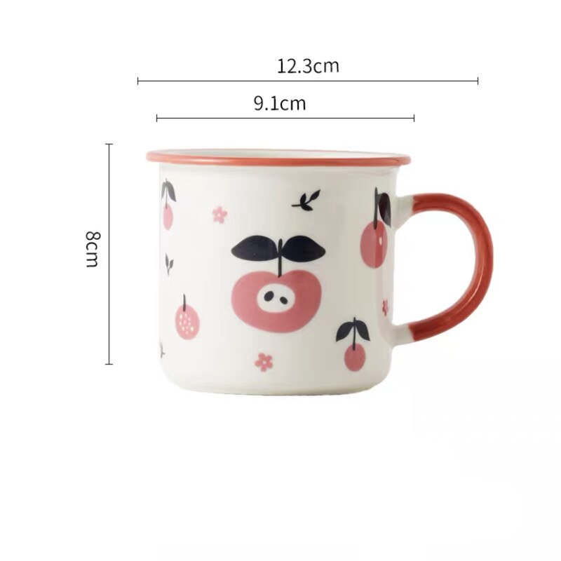 Nordic Ceramic Retro Coffee Mug Simple Small Flower Office Teacups Imitation Enamel Milk Juice Cup Household Drinkware: C