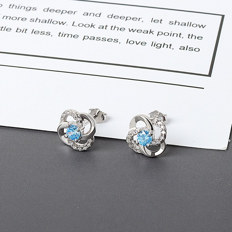 Ensembles de Bijoux de fleurs à la mariage 925 boucles d'oreilles en argent Sterling collier breloques fleur Bijoux femmes collier ensemble Bijoux: 4