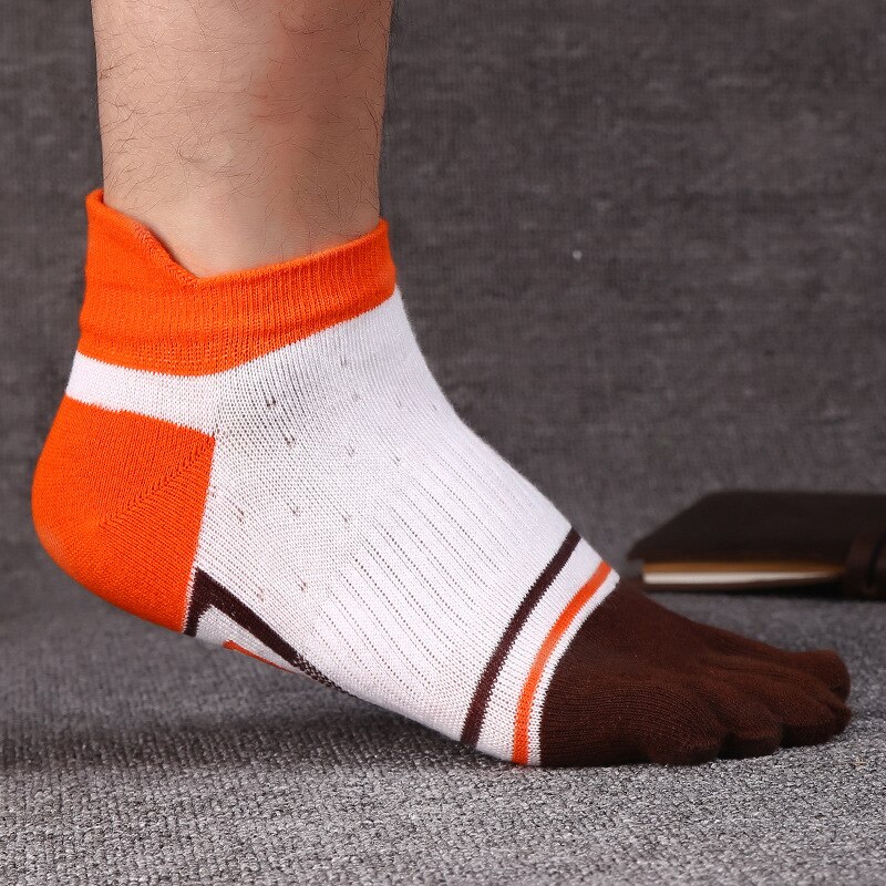 10pcs = 5 pairs Men socks cotton five fingers toe socks Color mosaic Deodorant business casual Europe wild socks