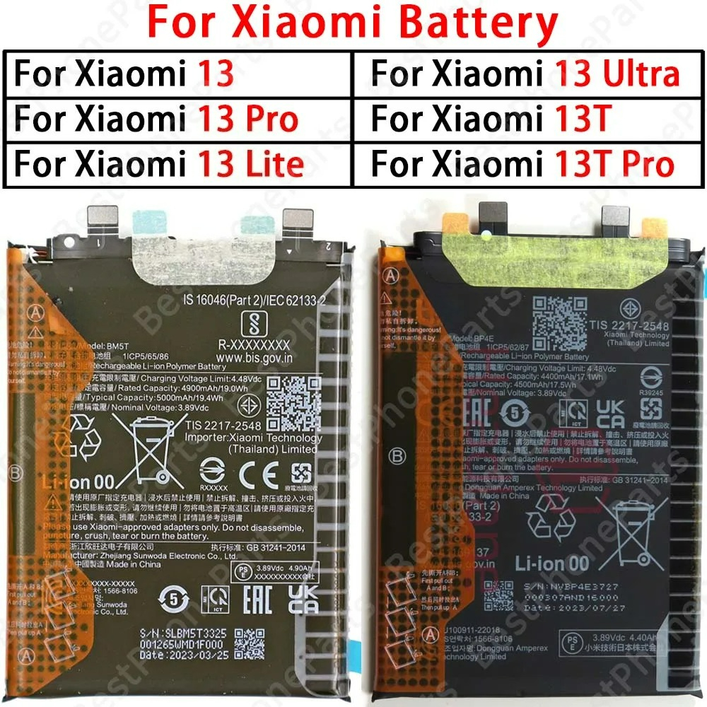 Phone Battery For Xiaomi 13 13Pro 13Lite 13Ultra 13T 13TPro BP4G BP4D BP4E BM5Q BM5T BM5S High replacement batteries