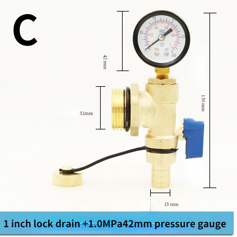Brass Automatic Air Vent Valve 1" DN25 heating floor heating optional pressure gauge Drain Vent Valve: C