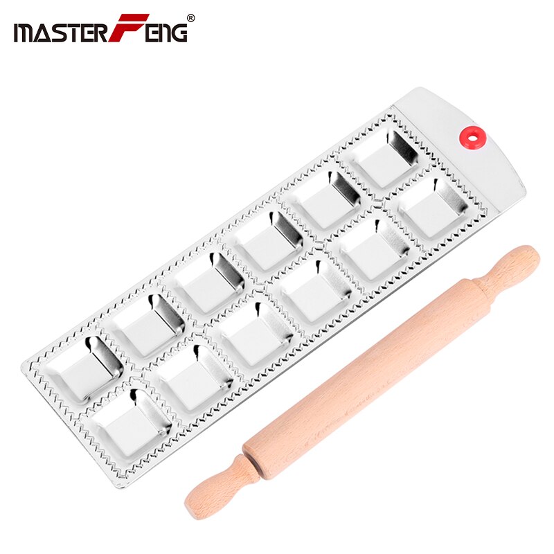 12 otworów okrągły zestaw tac robić formowania Ravioli z wałek drewniany nóż robić makaronu ciasto Ravioli producent kluska