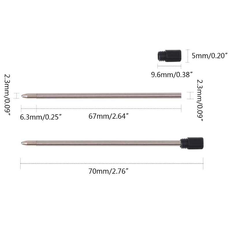 10pcs Ballpoint Pen Refills Replacement 1.0mm Blue Black Ink Color School Office