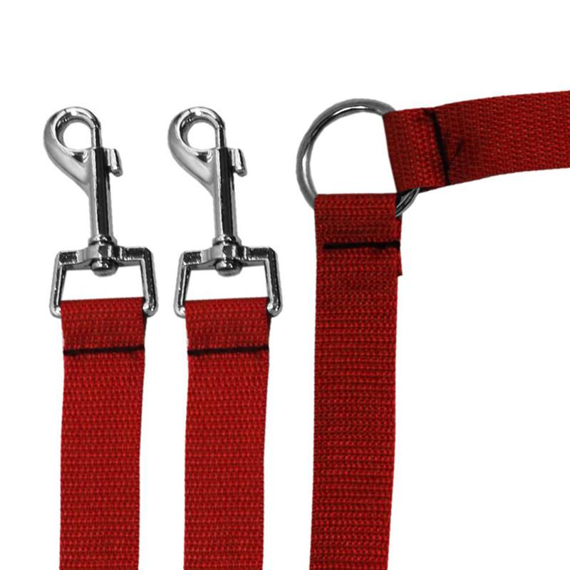 Correas dobles de nailon para pasear perros, correa de 2 vías con Collar para cachorros, correa de plomo de tracción para perros pequeños, accesorios para perros pequeños: Rojo