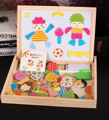 Kinderen Speelgoed Houten Magnetische Puzzel Dier Puzzel Dubbelzijdig Magnetisch Tekenbord Kinderen Puzzel Puzzel: ACL9