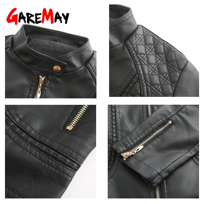 Garemay Faux Leren Jas Vrouwen Lange Mouw Pu Herfst Winter Vrouwelijke Plus Size Korte Leren Jas Voor Vrouwen