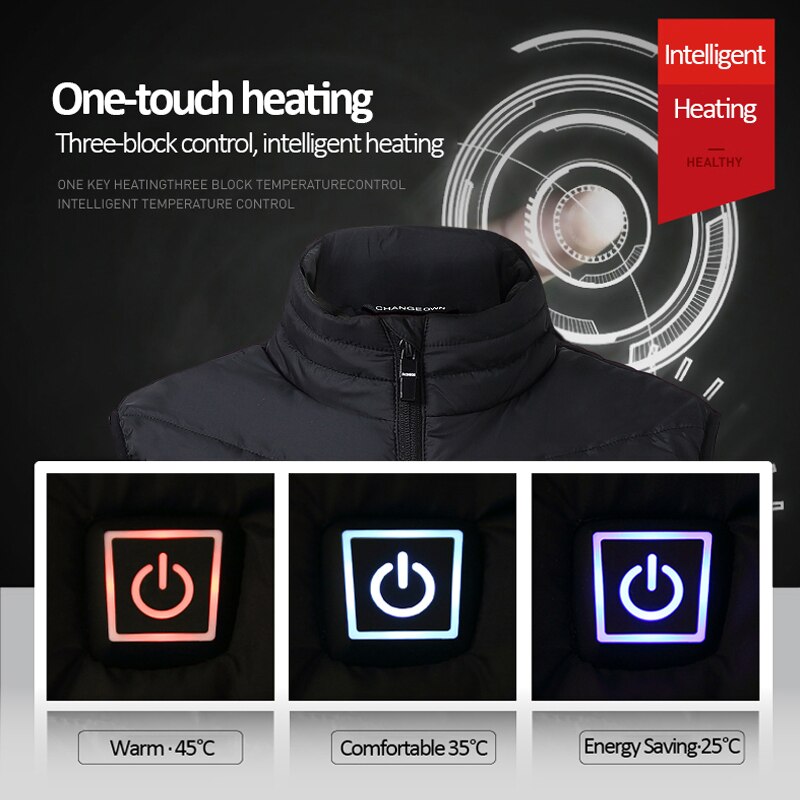 Chaleco calefactable con USB para hombre y mujer, ropa térmica de calefacción, chaqueta de refrigeración de invierno, Chaleco de pesca sólido, Chaleco Nerf, Chaleco Gilet choffer,