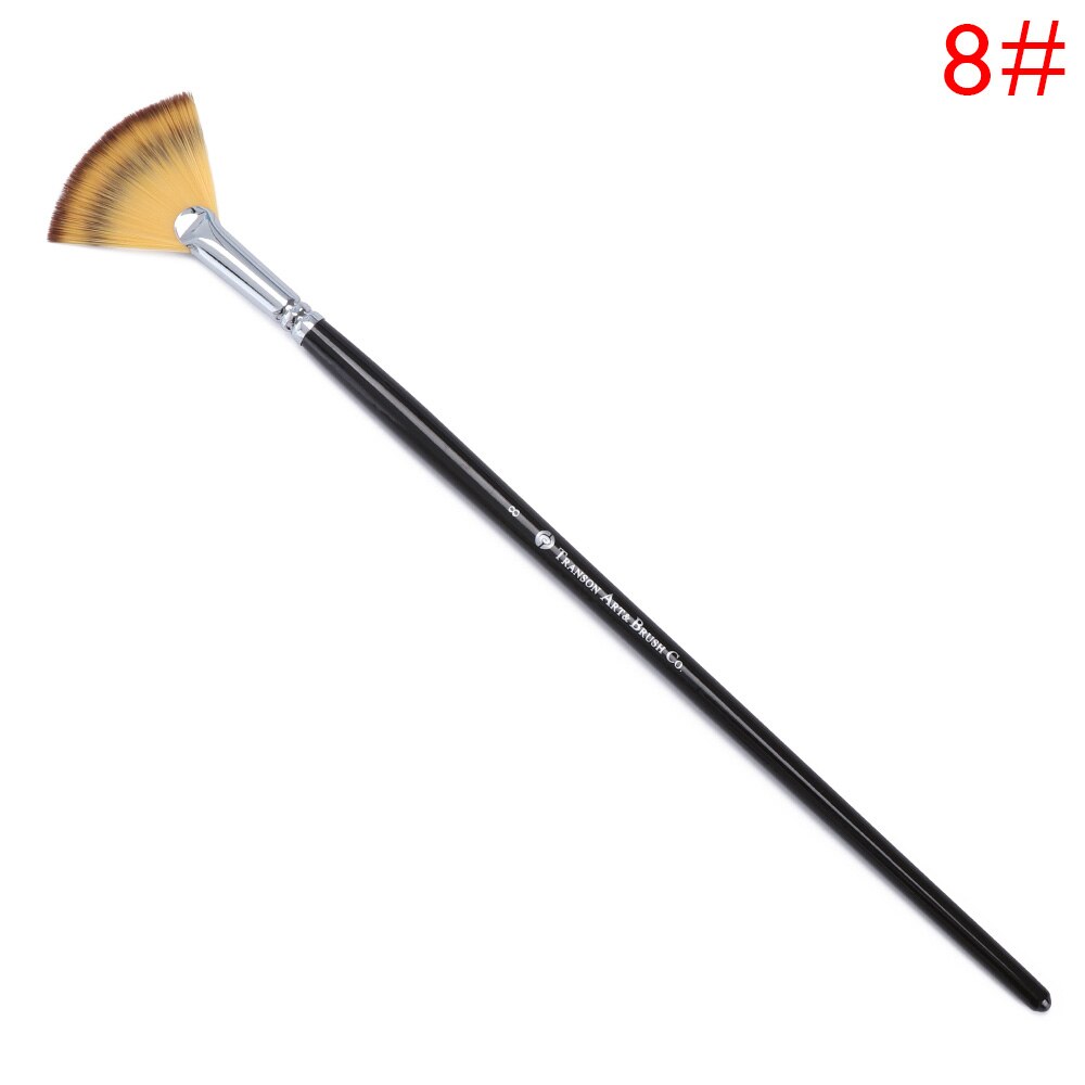 1 Pcs Nylon Hair Fan Pen Brush Wooden Handle Acrylic Water Oil Painting Brush Different Size Drawing Crafts: 8