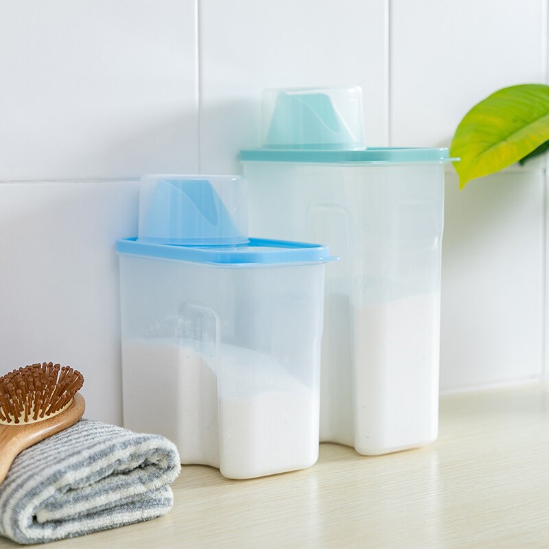 Plastic washing powder storage box for household transparent covered laundry container tank mx7111743
