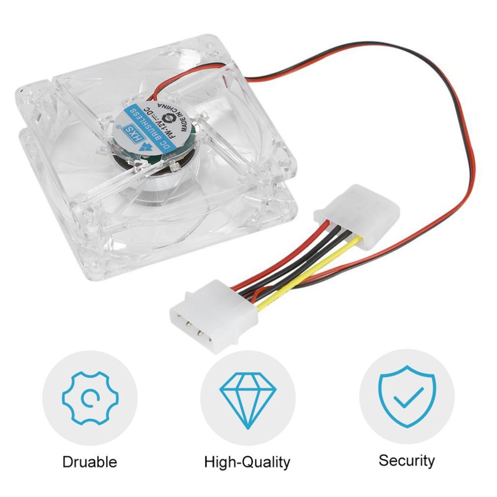 Computer Pc Fan 80Mm Met Led 8025 Stille Ventilator 12V Led Lichtgevende Chass Computer Case Cooling fan Mod Geïnstalleerd