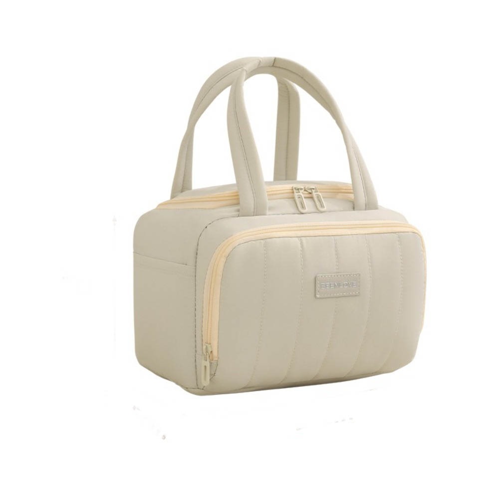 Large Capacity Insulated Lunch Bag Multip-Pocket Insulated Cooler Lunch Box Waterproof Cooler Function: Beige