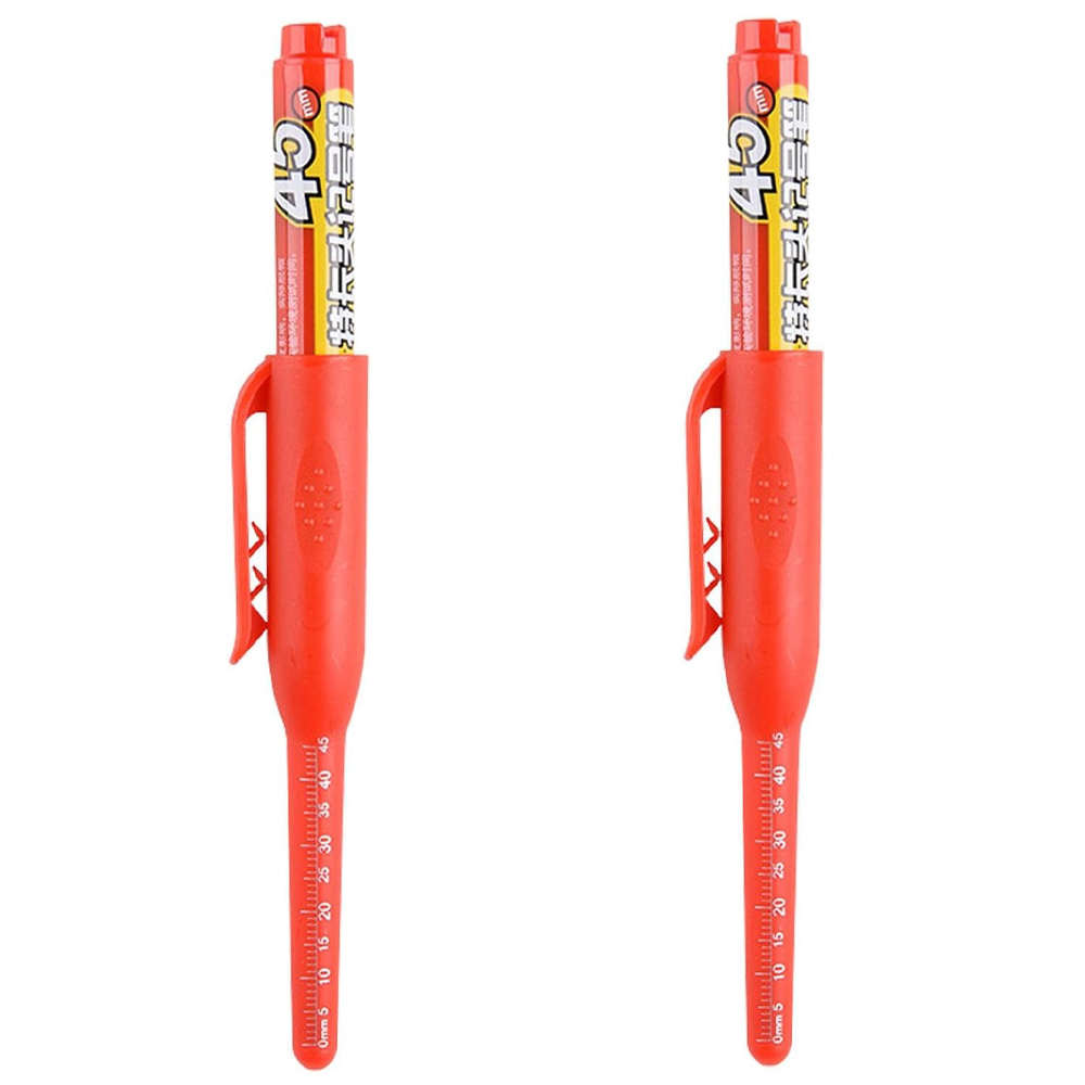2-8Pcs 45mm Waterproof Long Head Nib Deep Hole Markers Pen Tile Carpenter Pen Multi-purpose for Woodworking Black/Blue/Red Ink: green
