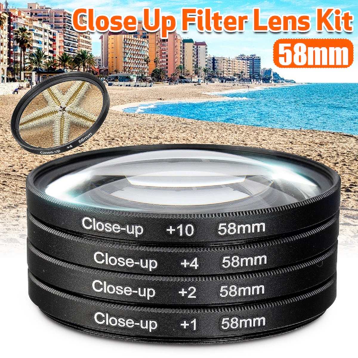 58mm kamera makro close -up filter linse kit  +1 +2 +4 +10 til canon eos 1200d 1100d 700d 650d 600d 550d 500 d 100d rebel  t5i t4i len