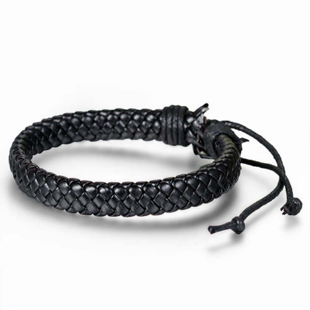 Punk Men Leather Bracelet Bangle Cuff Rope Jewelry Black/Brown Braided Leather Bracelet Adjustable Bangles