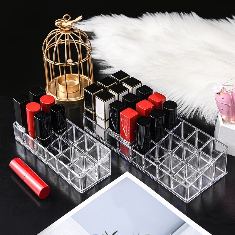 1Pcs Transparante 12 Grids Acryl Up Organizer Lipstick Holder Display Rack Case Cosmetische Nagellak Make Up Organizer Tool