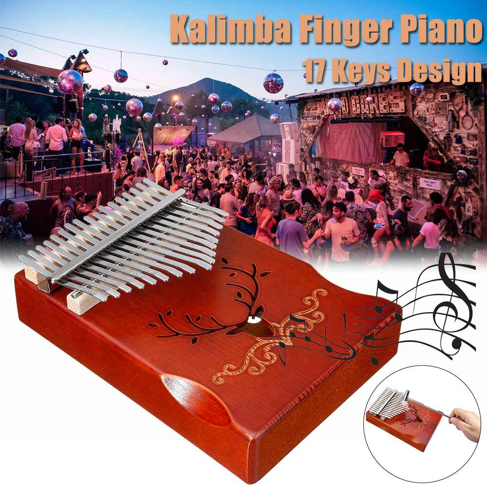 17 Keys Pinetree Wood Mahogany Body Thumb Piano Musical Instrument With Learning Book Tune Hammer for beginner