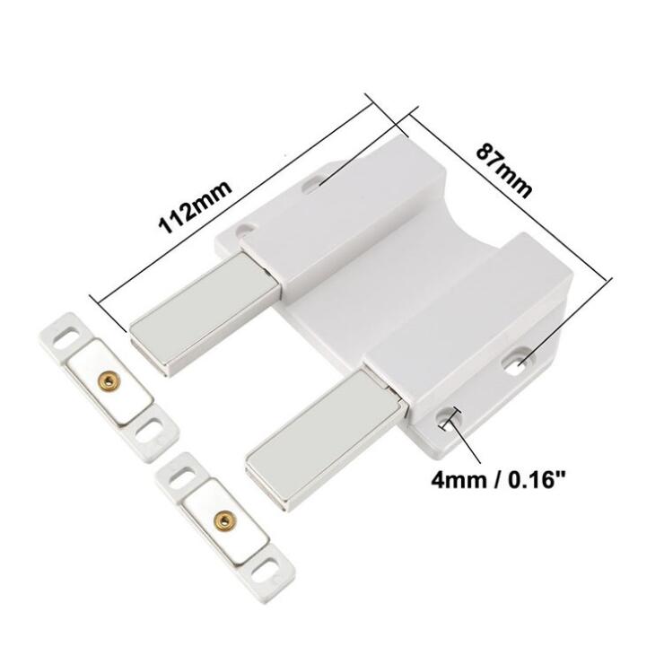 Magnetic Door stopper Strong anechoic rebound magnetic impact Invisible door push cabinet Single / double door knocker holder: 1pc Double-Door