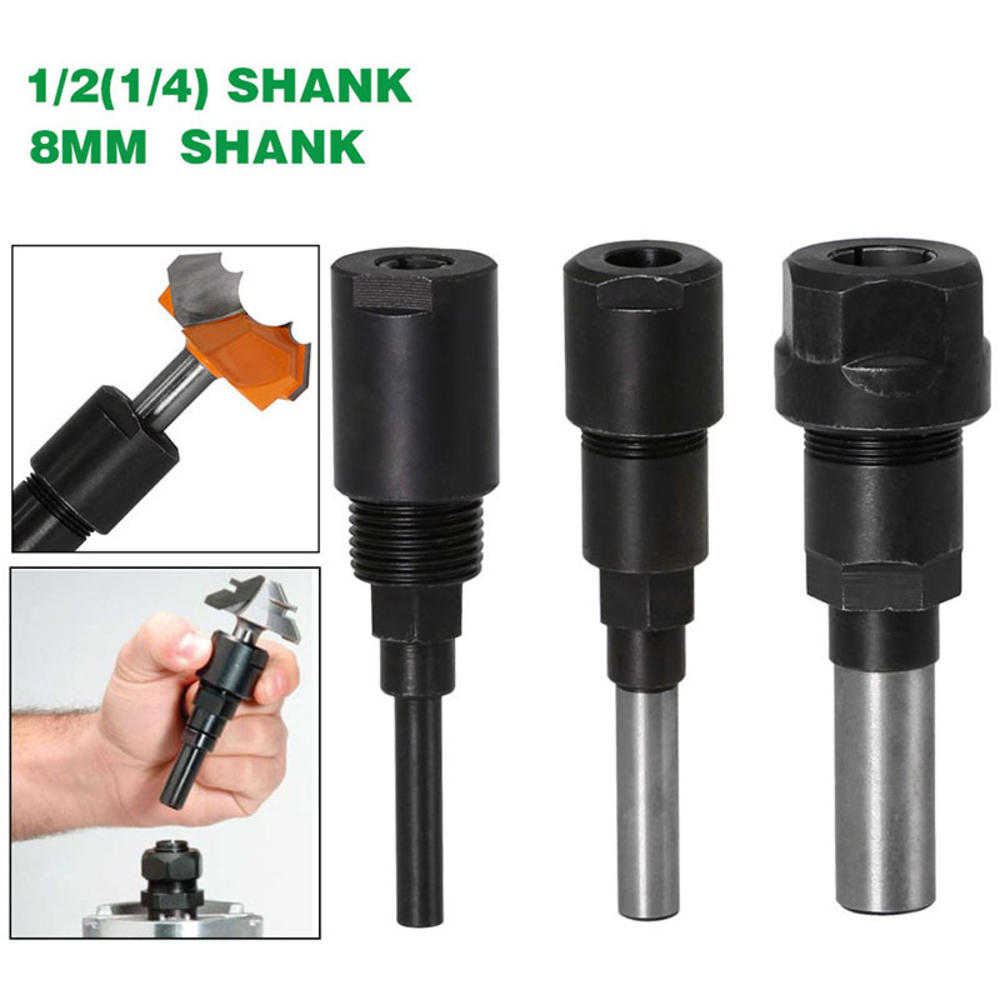 1/4 "8mm 12mm 1/2" Shank Router Bit Extension Rod Converter Collet Engraving Machine Accessories Extension Milling Cutter