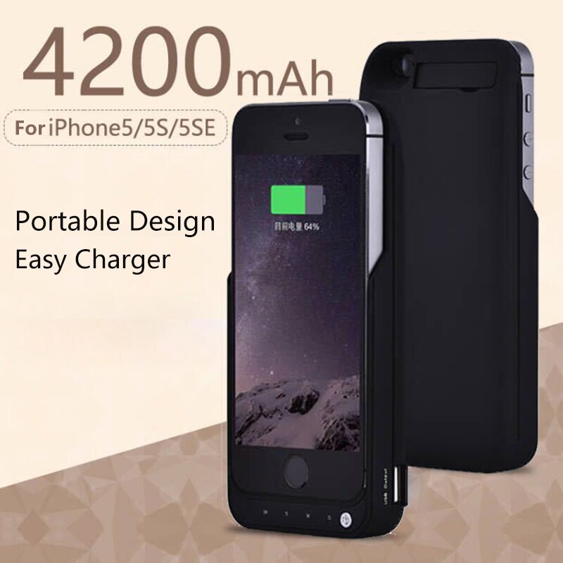 4200Mah Grotere Capaciteit Externe Draagbare Telefoon Batterij Case Voor Iphone 5 Se 5 S Telefoon Power Bank Backup Charger case