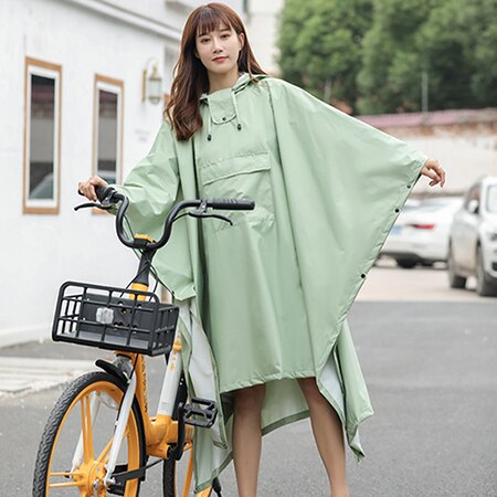 Poncho de lluvia para mujer, chubasquero, chaqueta, Abrigo con capucha para senderismo y ciclismo: Green