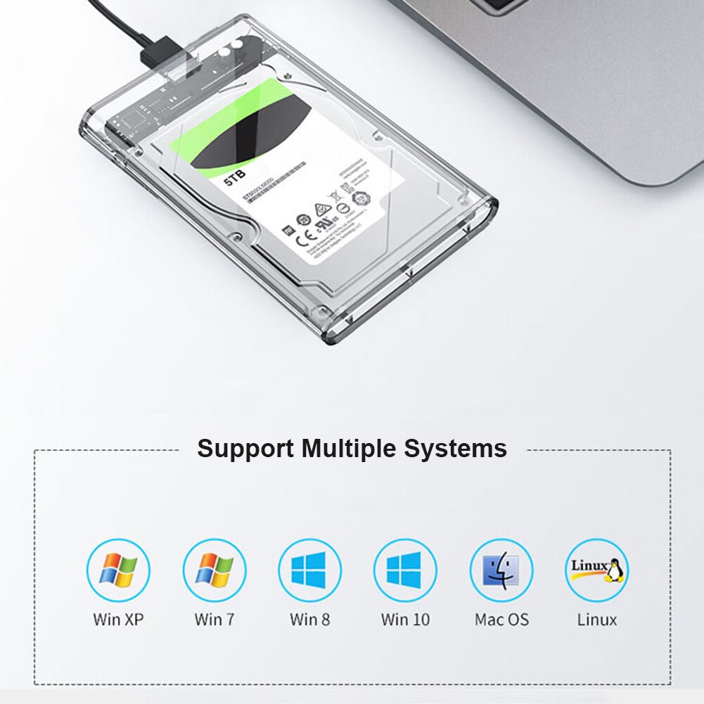 Boîtier pour disque dur externe SATA 2.5 à USB 3.0, 5 Gbps, SSD, 3.0 pouces, 1 pièce, avec adaptateur de disque dur et câble de données