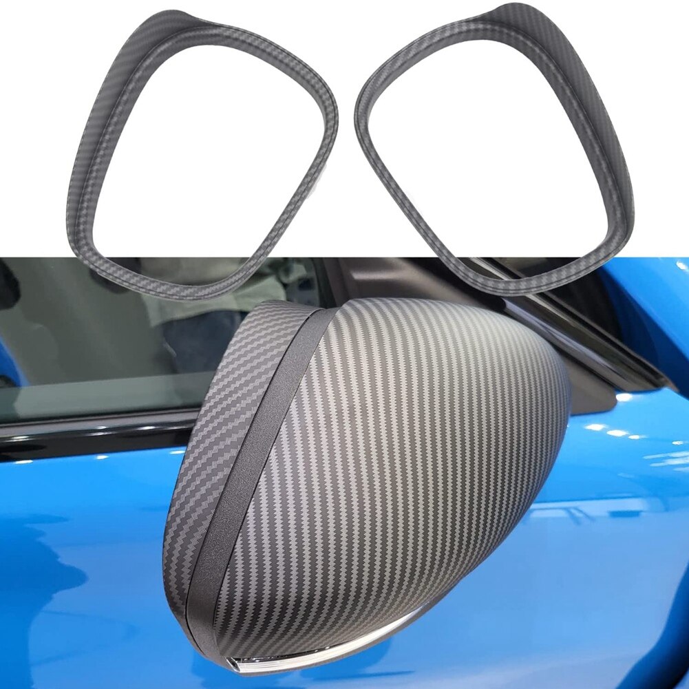 For Ford Mustang Mach-E + Rearview Mirror Rain Eyebrow Cover Shade Guard Trim Frame Accessories,Matte Carbon Fiber