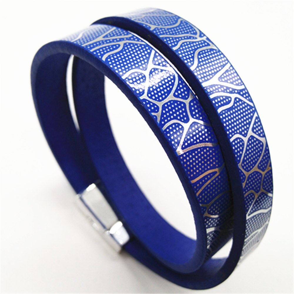 Roze Multilayer Blauw Meisje Trendy Neon Manchet Bangle Leer Vrouwen Armbanden Vrouwelijke Sieraden Party: blue