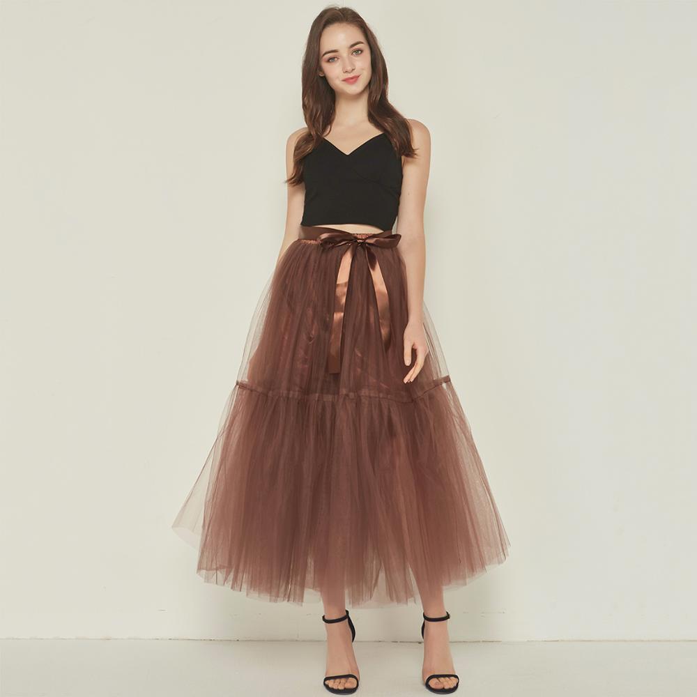 Jupon Long en Tulle, 4 couches, noir et marron, sans capuche, sous-jupe pour fille, robe de mariée, CQ060