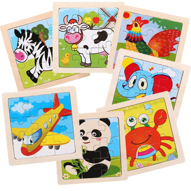 Wooden Jigsaw Puzzle Toys For Children Baby Early Education Puzzle Cartoon Animal Traffic Cognition Wood Puzzle Toy