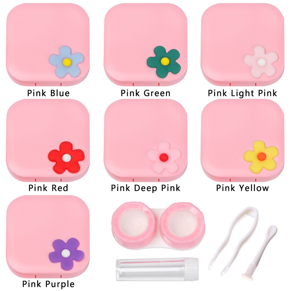 Portable Contact Lens Box Flower Eye Contact Lenses For Eyes Contacts Lenses Box Travel Eyes Care Kit
