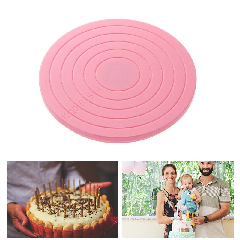 Mini Plastic Taart Draaitafel Roterende Plaat Board Cake Base Suiker Draaitafel Anti-Slip Platform Taart Roterende Plaat Decorating Set